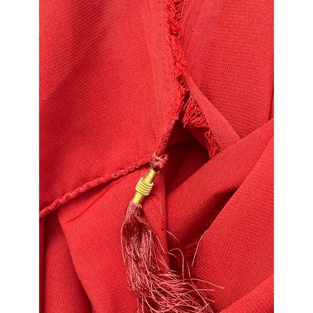 Large Rust Colored Raw Edge Scarf With Tassels - 33" x 75" - Picture 3 of 3